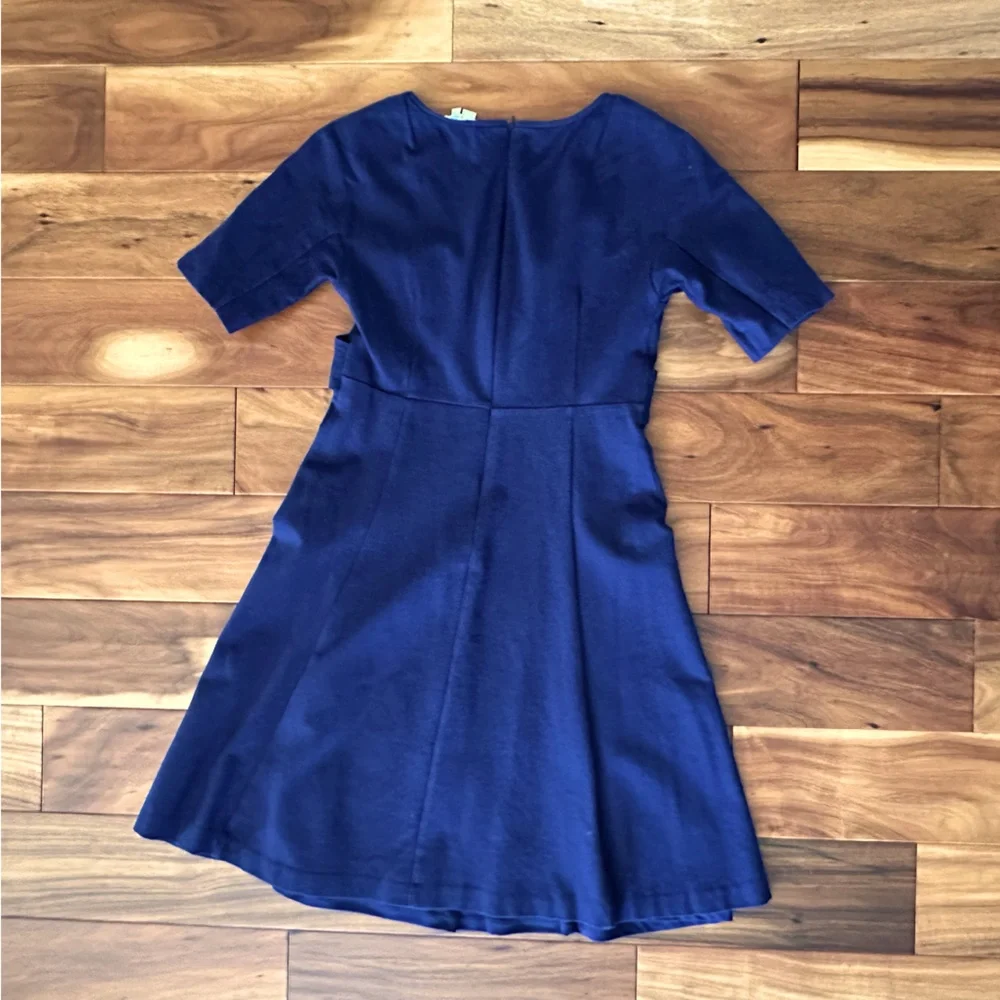 Boden Navy Blue Faux Wrap Neckline Dress size 6L - Picture 3 of 4